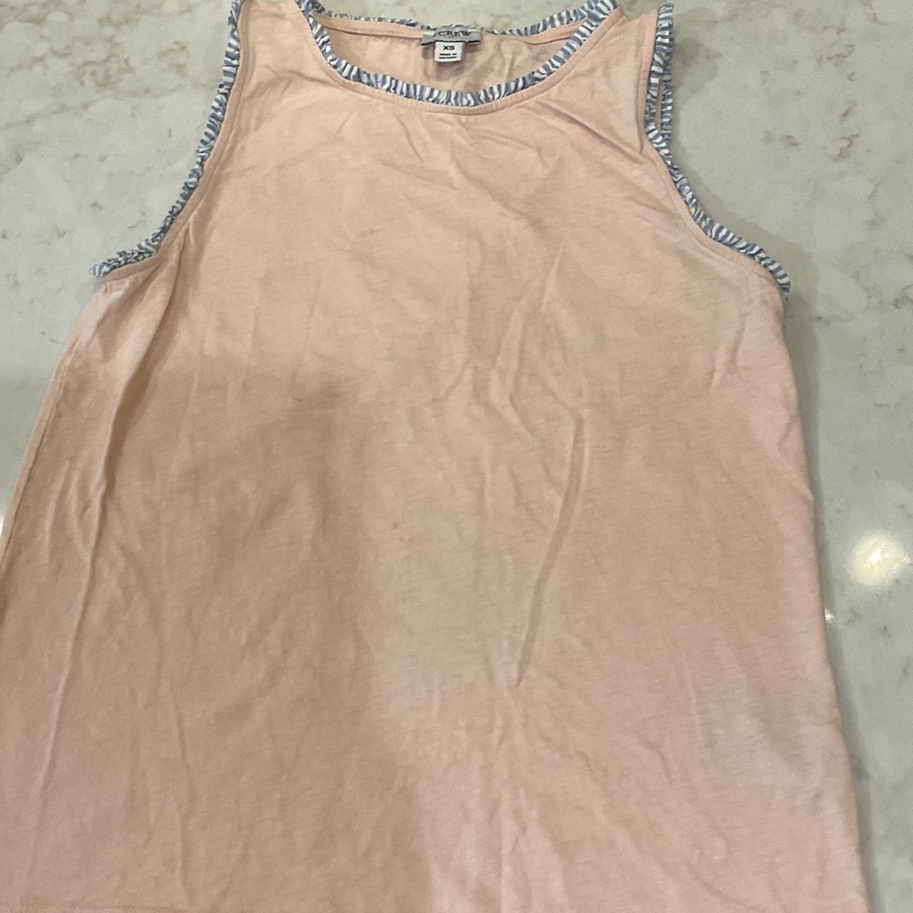 J. Crew Light Pink Tank Top with Striped Trim